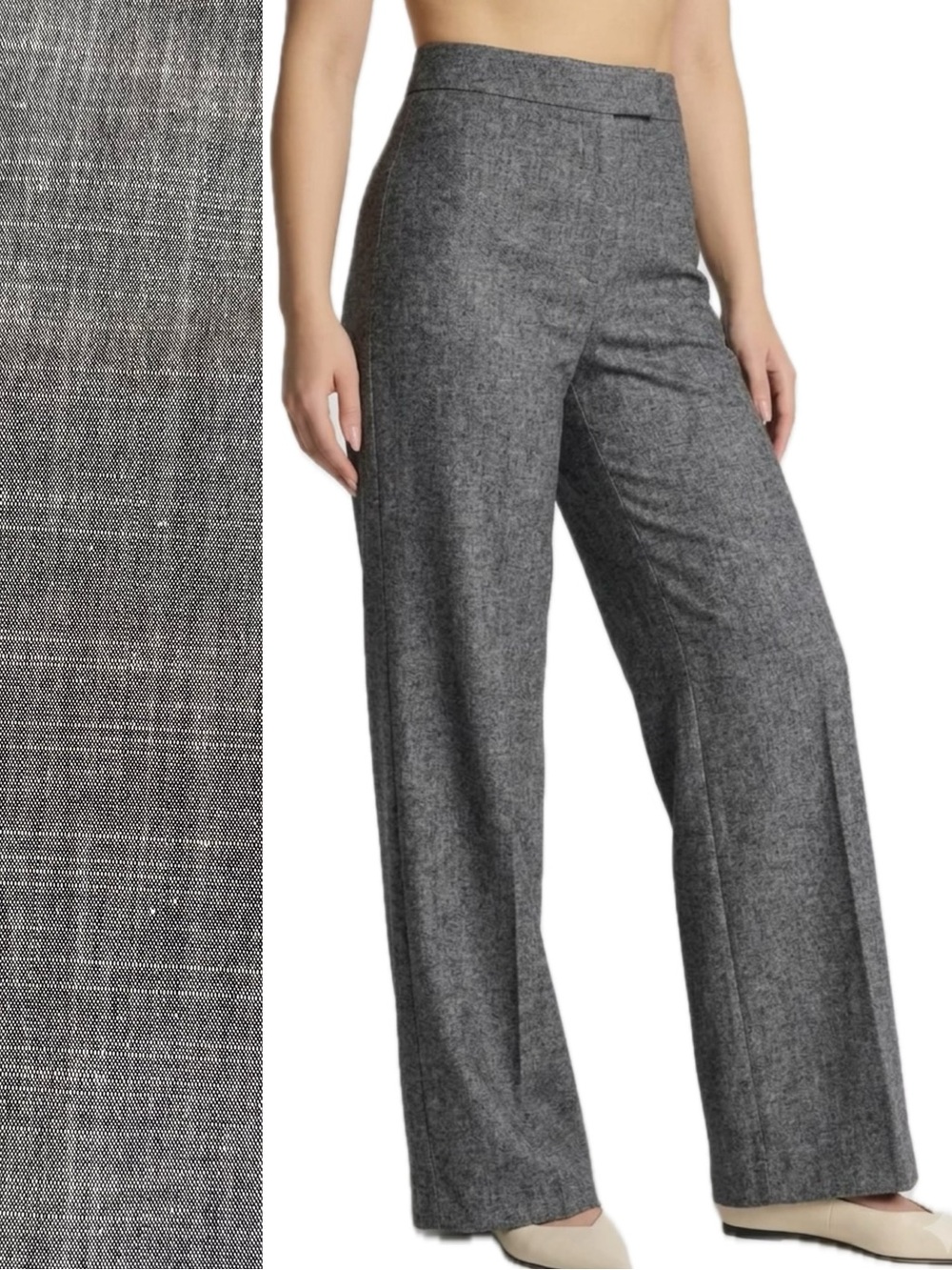 Escada Wool Silk Linen Blend Wide Leg Trouser Pant Size 38 US 8 Mid Rise Classic